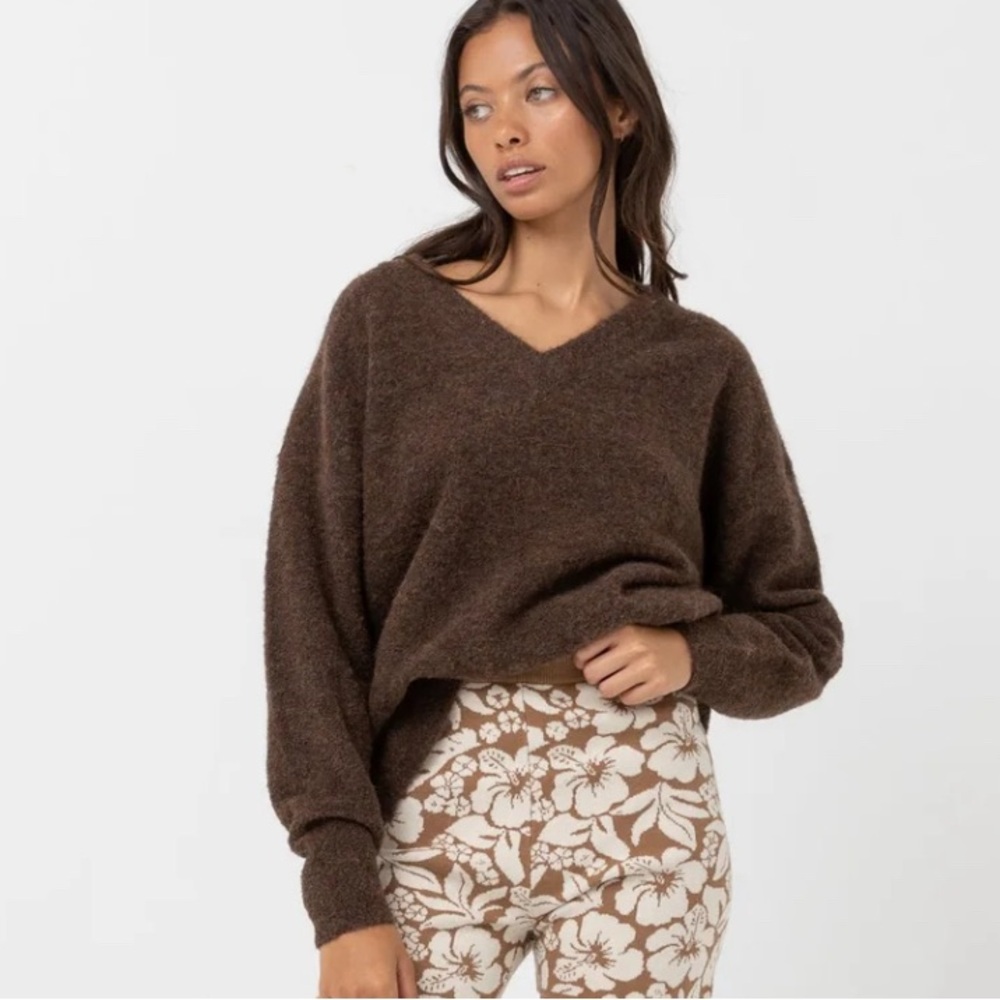 Rhythm Moonstone Oversized V Neck Chocolate